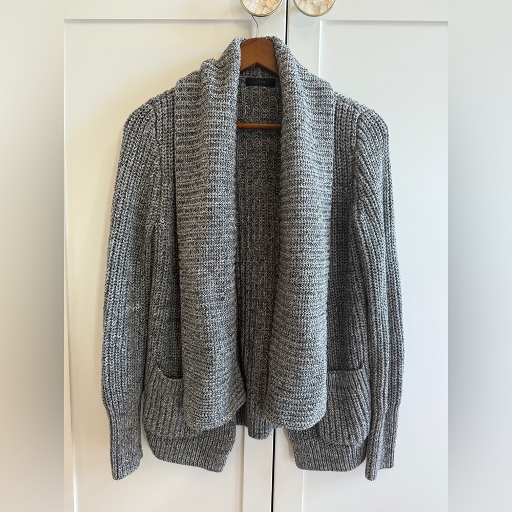 J. Crew Marbeled Gray Rib Stitch Knit Sweater